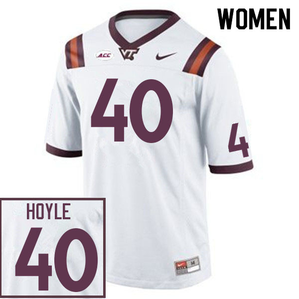 Women #40 Jalen Hoyle Virginia Tech Hokies College Football Jerseys Sale-White - Click Image to Close